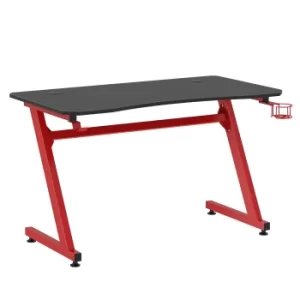 Image of HOMCOM Gaming Desk Steel Frame w/ Cup Headphone Holder Adjustable Feet Cable Organiser Home Office Computer Table Red