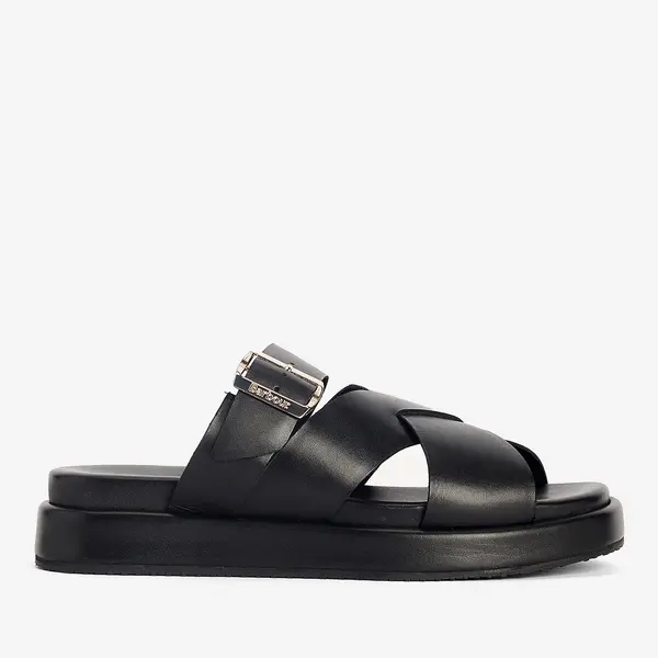 Image of Barbour Womens Annalise Leather Sandals - UK 4 Black Sandals female LFO0686BK11 4