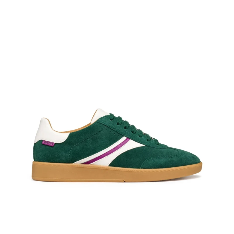 Image of Geox Meleda Leather Breathable Trainers Dark Green Women 36 (3.5);38 (5);37 (4)