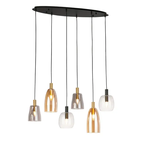 Image of Searchlight Searchlight Divine Glass 6 Light Bar Ceiling Pendant - Multi Coloured