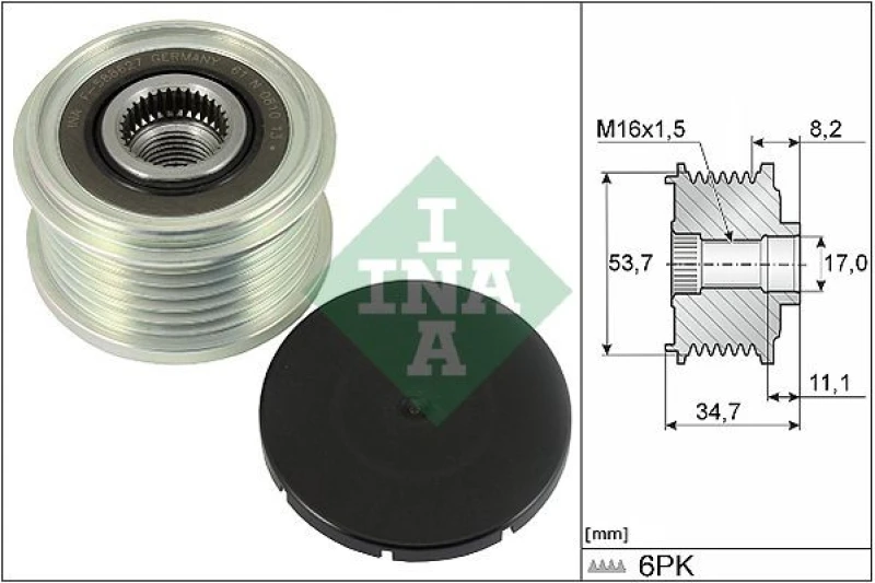 Image of Alternator clutch pulley INA 535 0327 10