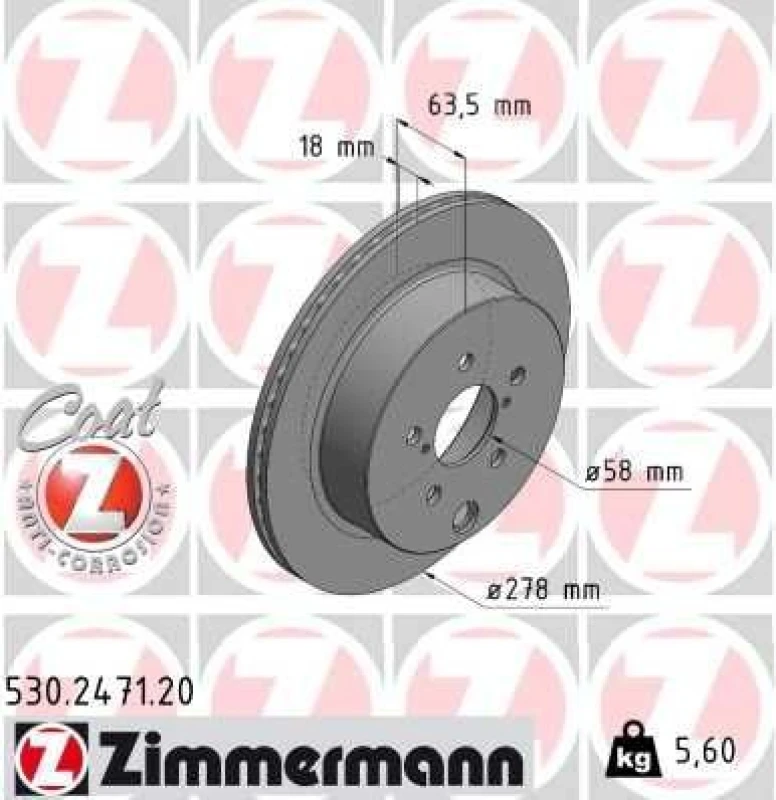 Image of ZIMMERMANN Brake disc ZIMMERMANN 530.2471.20
