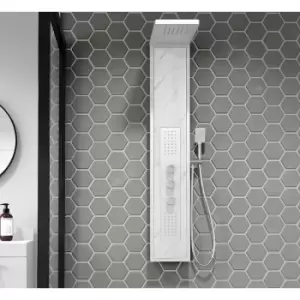 Image of Luni White Marble Effect Shower Tower