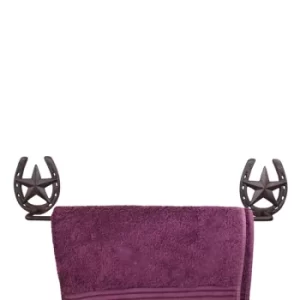 Image of Cast Iron Rustic Towel Rail, Horseshoe