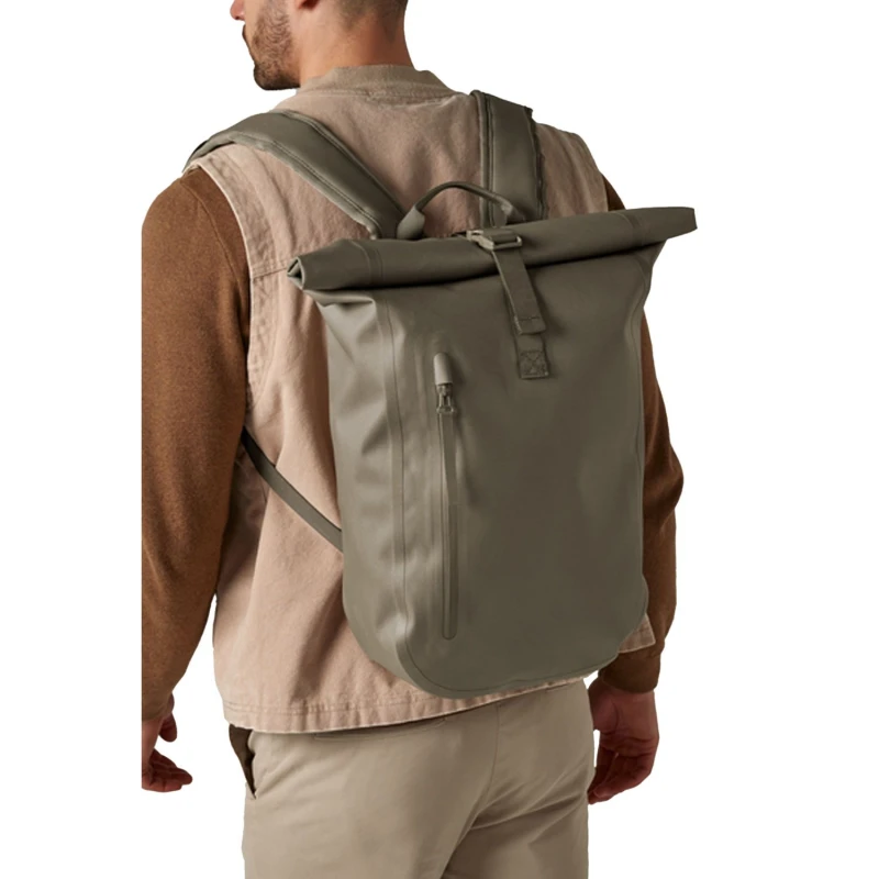 Image of Quadra Mens Roll Top Waterproof 14L Backpack in Olive Olive Male