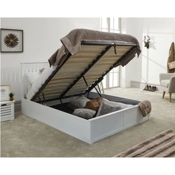 Image of GFW - Como Wooden Ottoman Lift Up Storage Bed - White - 3ft Single 90 x 190