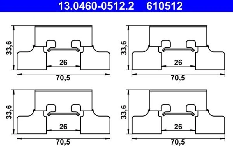Image of ATE 13.0460-0512.2 Accessory Kit, disc brake pads Accessory Kit,disc brake pads (1164)