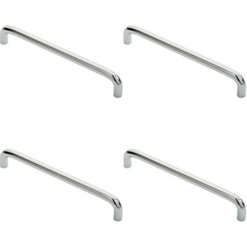 Image of Loops 4x Round D Bar Cabinet Pull Handle 170 x 10mm 160mm Fixing Centres Chrome Multi unisex