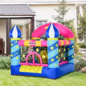 image of Outsunny Kids Bounce Castle House Inflatable Trampoline Basket with Inflator for Age 3-12 Castle Stars Design 2.25 x 2.2 x 2.15m