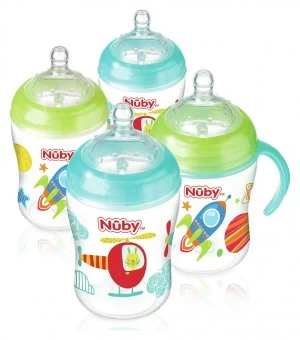 image of Nubys Natural Touch 270ml Bottles 4 Pack Boy.