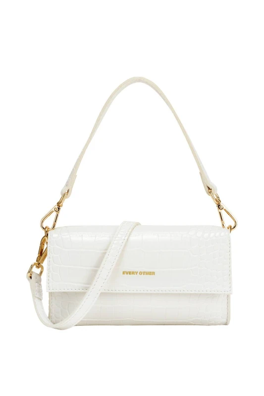 Image of Every Other Womens Croc Flap Over Shoulder/ Crossbody in Off-White Off-White Female One Size