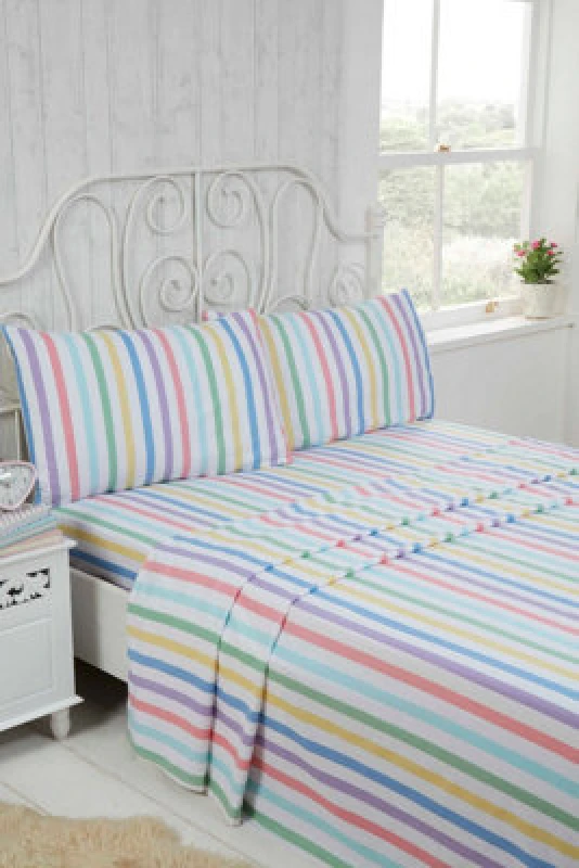 Image of Rapport Candy Stripe 100% Brushed Cotton Sheet Set King
