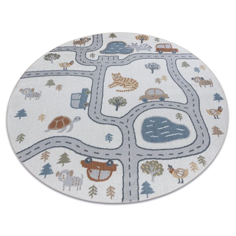 Image of RugsX Carpet Bono 8283 Circle Street, Animals Cream / Light Grey Circle 120 Cm