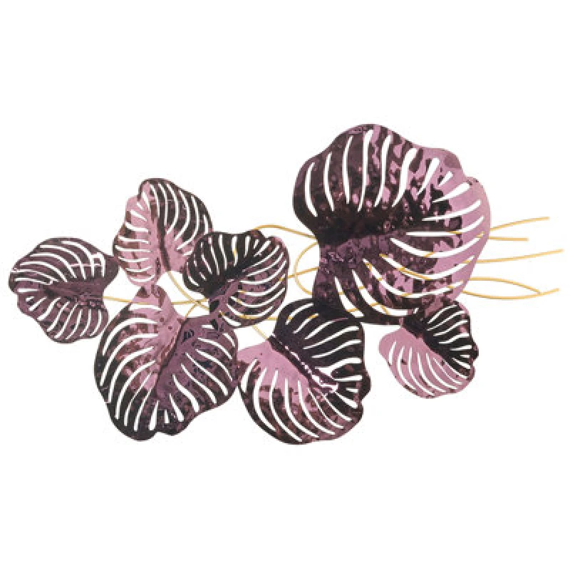 Image of Beliani Wall Decor Leaf Holmium Metal 50 Cm Purple