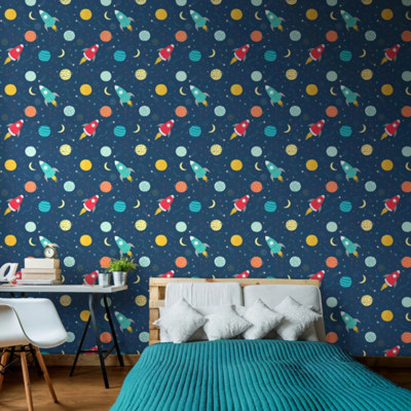 Image of Hoopla Walls Lift Off Ink & Scarlet 10M Wallpaper