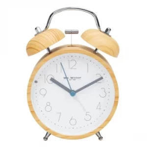 Image of Light Oak Finish Double Bell Alarm Clock