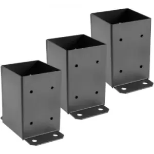 image of VEVOR 4 x 4 Post Base 3 PCs, Deck Post Base 3.6 x 3.6 inch, Post Bracket 2.5 lbs, Fence Post Anchor Black Powder-Coated Deck Post Base with Thick Stee