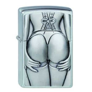 Image of Zippo Unisex Adult Stocking Girl Emblem Windproof Pocket Lighter Chrome