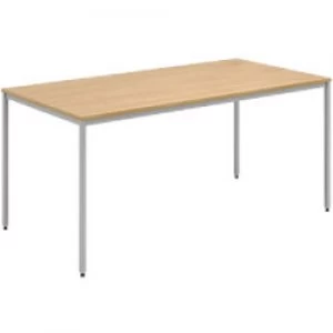 Image of Dams International Rectangular Meeting Room Table with Oak Coloured MFC Top and Silver Frame Flexi 1600 x 800 x 725mm