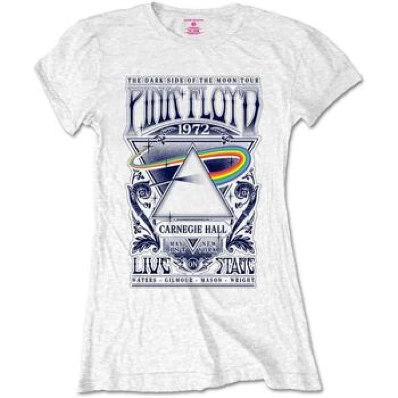 Image of Pink Floyd Pink Floyd Men Carnegie Hall Poster T-Shirt in White Size: X-Large White XL Male 5063238307643