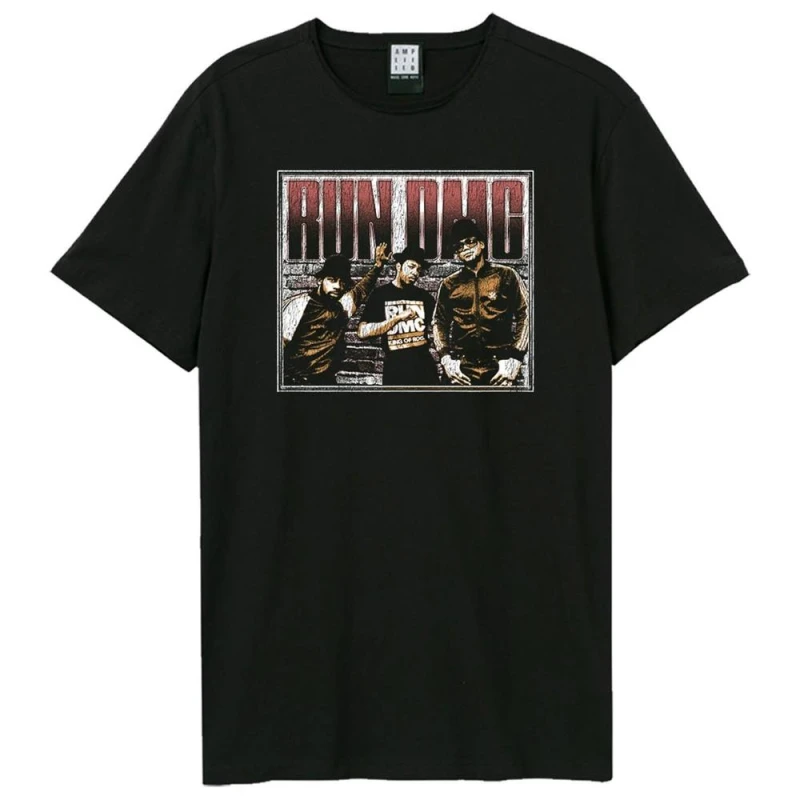 Image of Amplified Mens Halved Threshed Run DMC T-Shirt in Black Size: XS Black Male XS