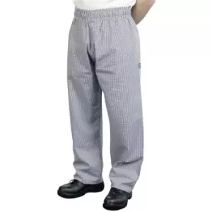 Image of BonChef Check Baggy Mens Chef Trousers (L) (Royal/White) - Royal/White