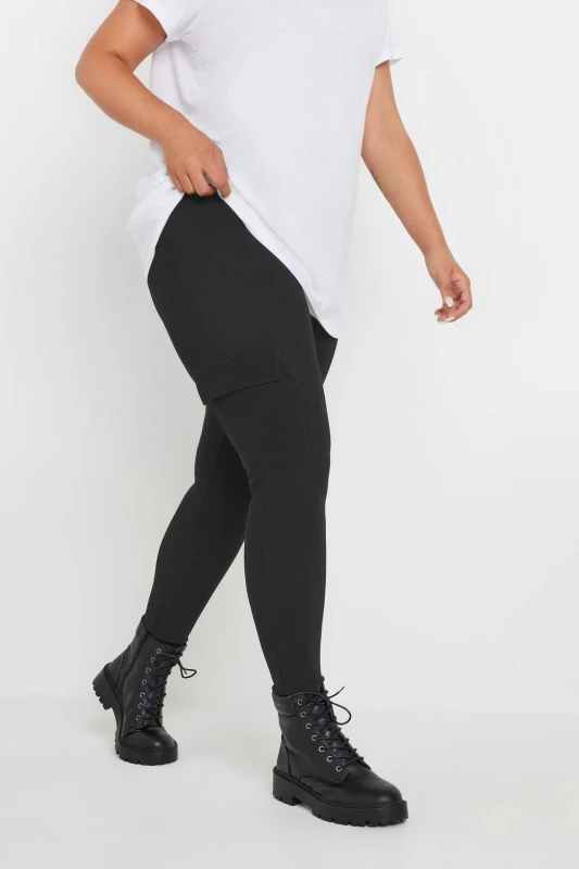 Image of Yours Womens Cargo Leggings in Black Size: 18 Black Female 18