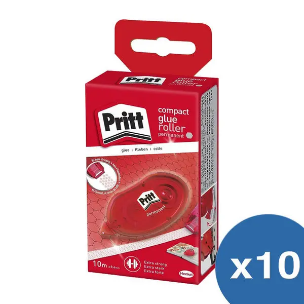 Image of Pritt Compact Permanent Glue Roller Multipack of 10x 8.4mm Width Adhesive Applicators (2120601)