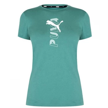 image of Puma Central Logo T-Shirt Ladies - Blue Spruce