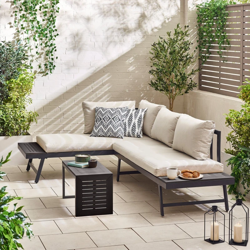 Image of FurnitureboxUK FurnitureboxUK Outdoor Garden Furniture - Riviera 2 Person Modular Chaise Garden Sofa Sun Lounger in Grey Grey One Size Unisex 50566571