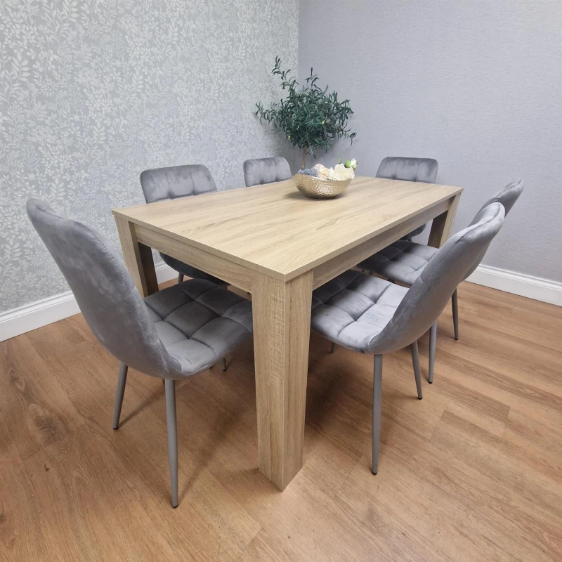 Image of KOSY KOALA Dining Table Set with 6 Chairs Dining Room and Kitchen table set of 6 Beige
