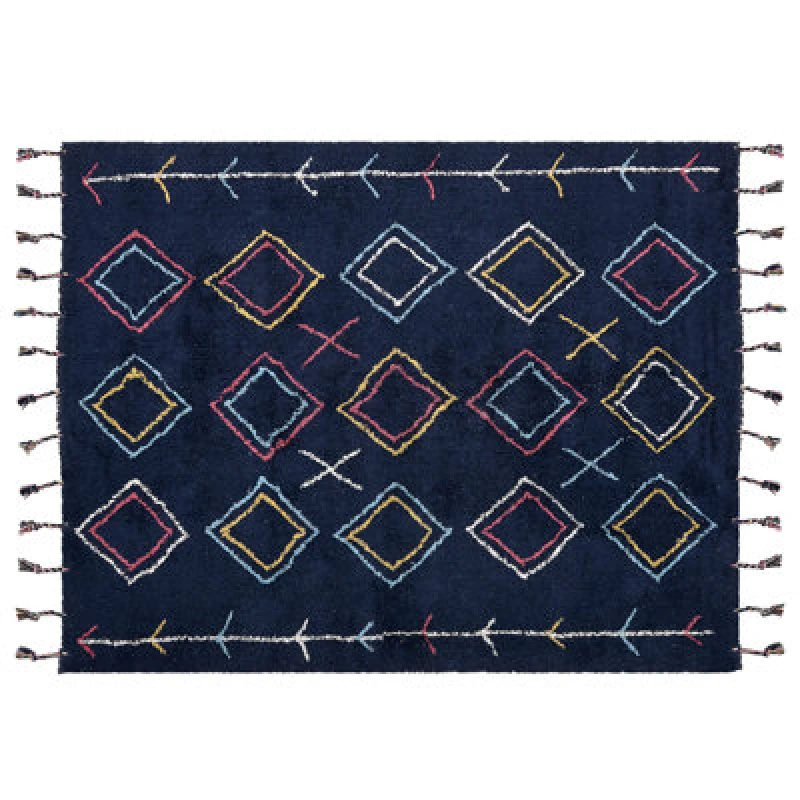 Image of Beliani Rug Corum Black 160 X 230 Cm Cotton