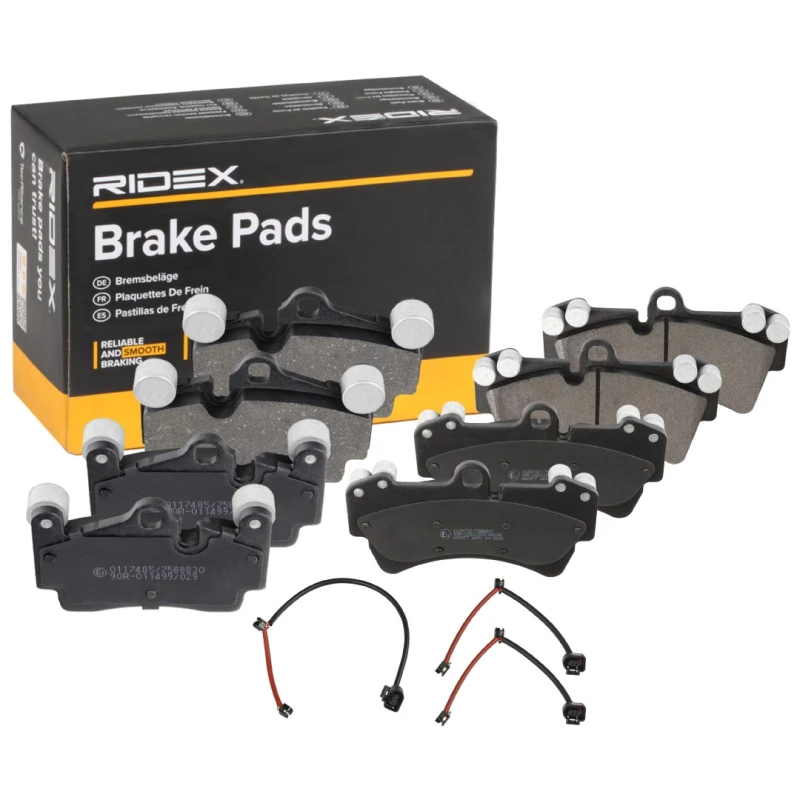 Image of RIDEX 402B1764 Brake pad set Rear Axle both sides, prepared for wear warning indicator Brake Pad Set,disc brake (402)