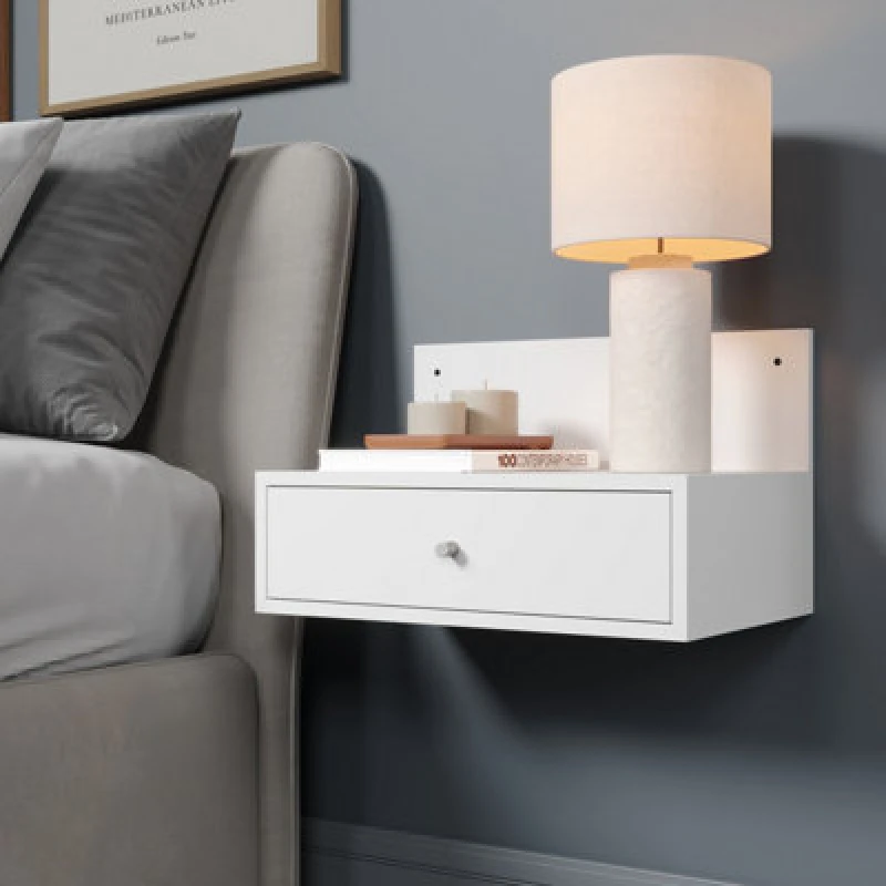Image of Core Kelly Set of 2 Wall Hanging White Bedside Table