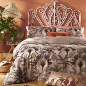 Image of Furn. Malaysian Palm Blush Floral Reversible Duvet Cover and Pillowcase Set Blush (Pink)
