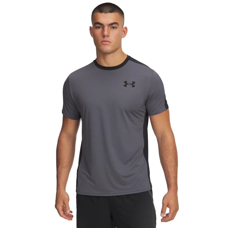 Image of Under Armour Mens HG Wordmark Short-Sleeve Performance Gym Top Castlerock male S