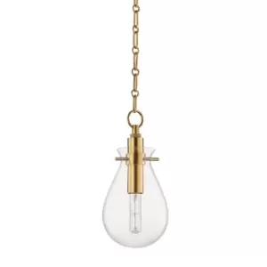 image of Ivy 1 Light Small Pendant Brass, Glass