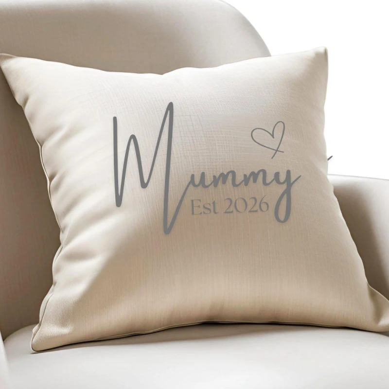 Image of Aye Do Gifts Mummy Est. 2026 Cushion 7698-NP-LCU Cream unisex Cushion