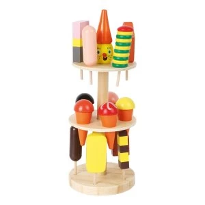 Image of LEGLER Small Foot Ice Cream Stand with 15 Different Ice Creams Wooden Toy