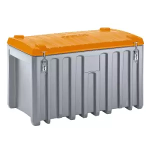 image of CEMO Universal box made of polyethylene, capacity 400 l, max. load 250 kg, grey / orange