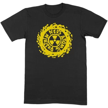 Image of Ned's Atomic Dustbin - Yellow Classic Logo Unisex Large T-Shirt - Black