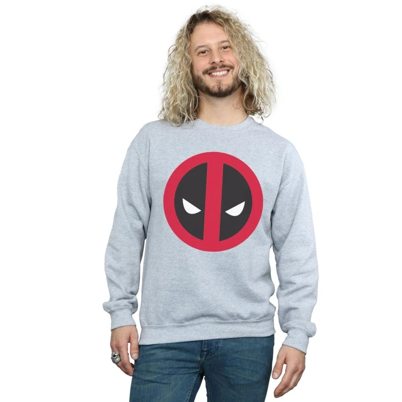Image of Marvel Marvel Men Deadpool Large Clean Logo Sweatshirt in Grey Size: Small Grey S Male 5057864105278