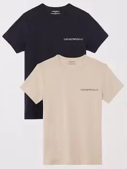Image of Emporio Armani Bodywear Core Logoband 2 Pack T-Shirt - Black/Beige , Multi Size M Men