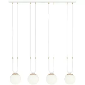 Image of Emibig Glam White Globe Bar Pendant Ceiling Light with White Glass Shades, 4x E14