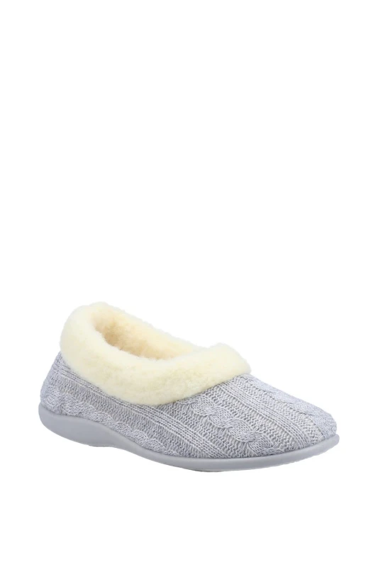 Image of Fleet & Foster Womens Sarina Slip On Knitted Warm Slippers UK Size 8 (EU 41) GREY FLE133-GREY-8