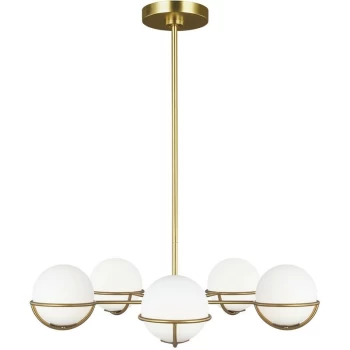 Image of Apollo 5 Light Globe Pendant, Burnished Brass, G9 - Elstead