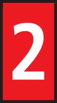 Image of HellermannTyton HODS50 Slide On Cable Marker, Pre-printed "2", White on Red, 1.7 3.6mm Dia. Range