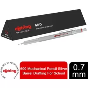 image of 600 Mechanical Pencil Silver Barrel Drafting 0.7mm For School - Rotring