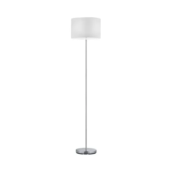 Image of Hotel Modern Floor Lamp with Shade Nickel Matt with Footswitch with White Shade