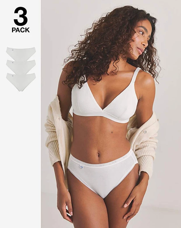 Image of Sloggi Sloggi Tai 3Pack Hi Leg Briefs White White - sloggi - Size: 12 White Female 12 CN74601